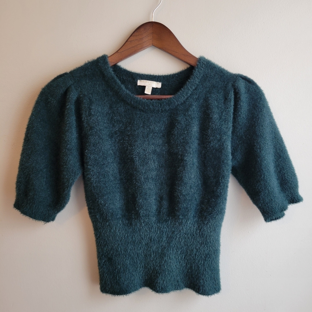 Girls Dressy Formal Chelsea & Violet Forest Green Fuzzy Cozy Sweater, S/7-8